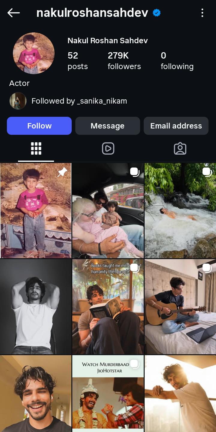 Nakul Roshan Sahdev Instagram Screenshot
