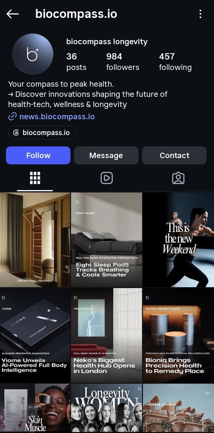 BioCompass Instagram Screenshot