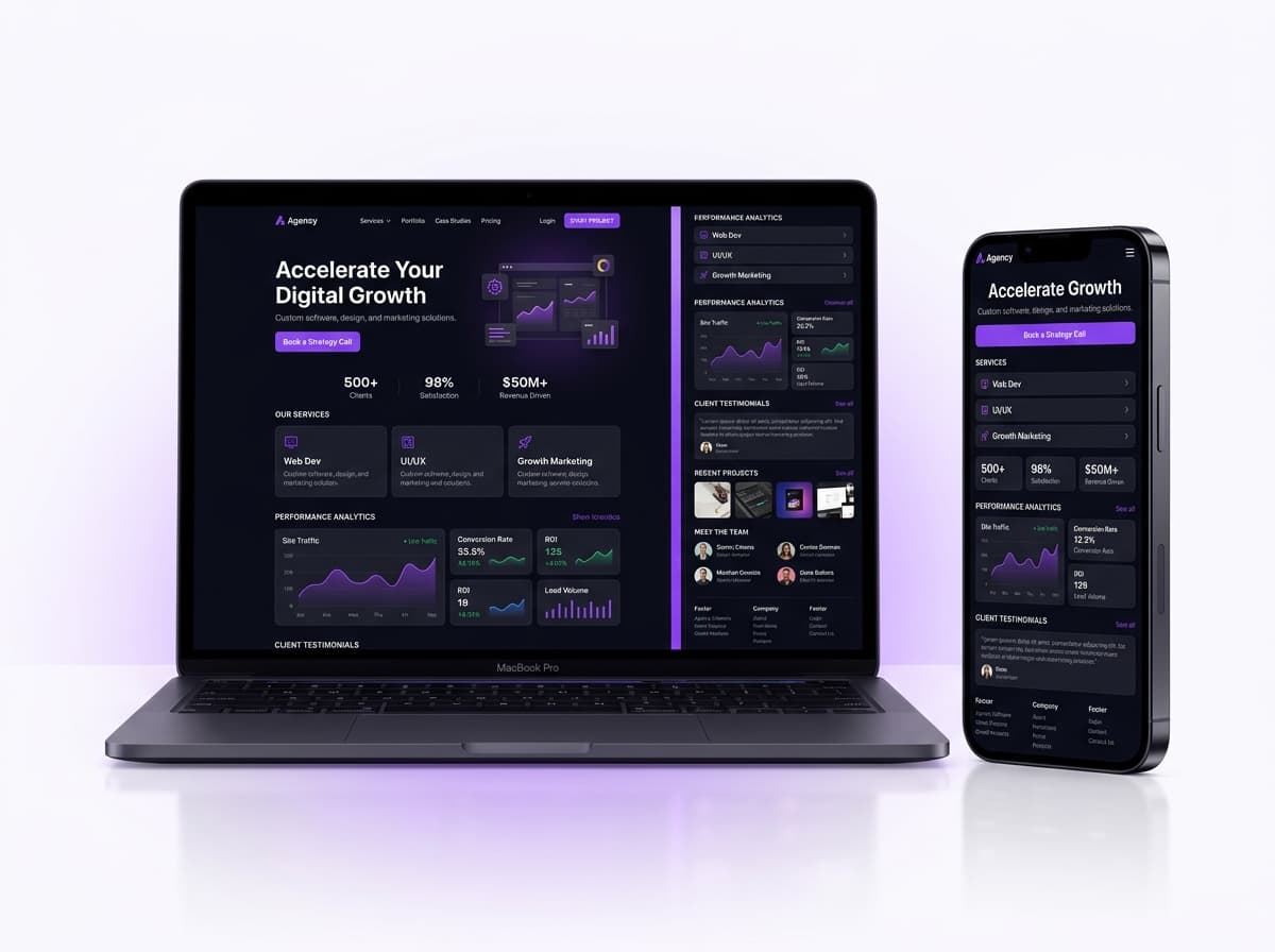 High-Converting Website Development Showcase on Laptop and Mobile